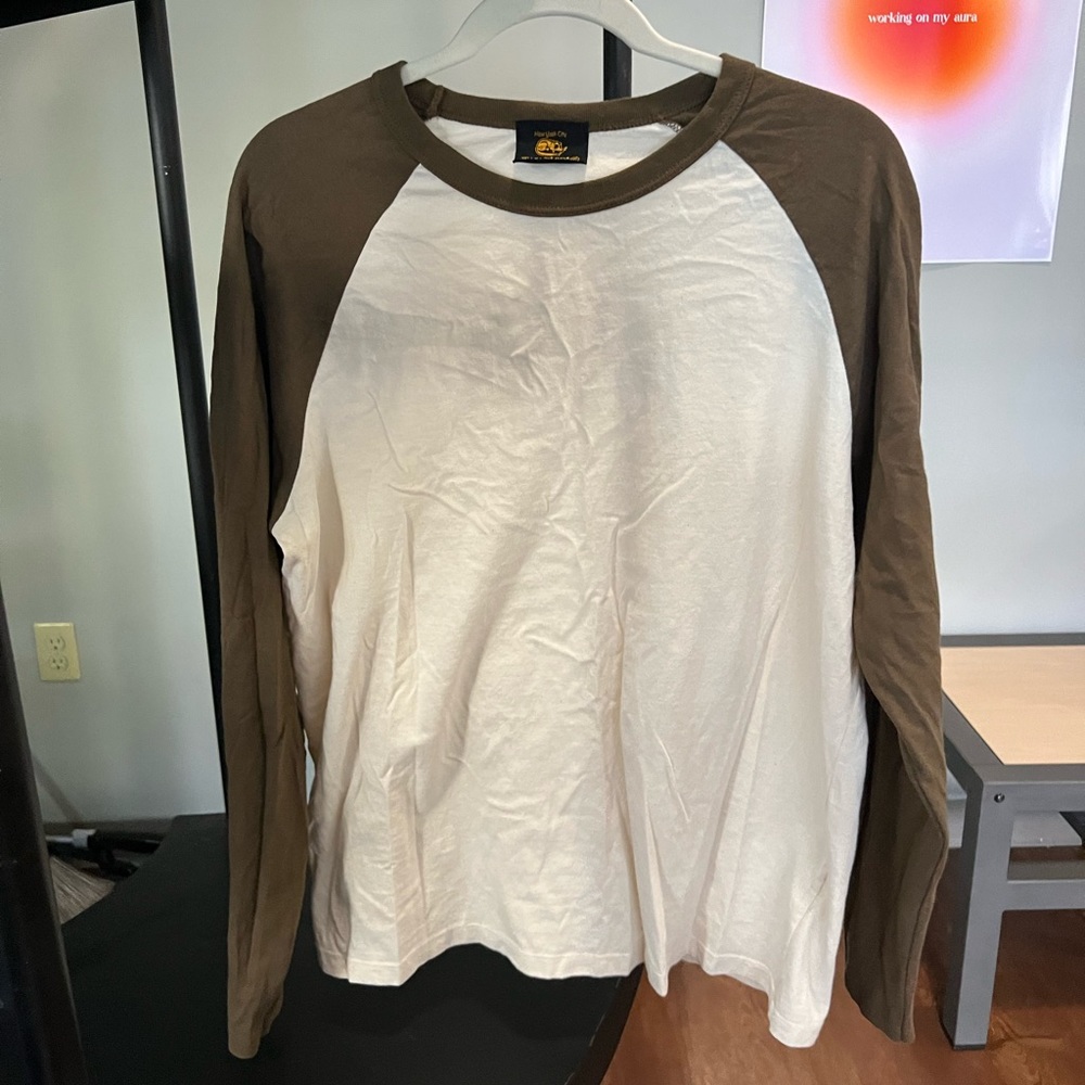 Brandy Melville Brown and White Long Sleeve